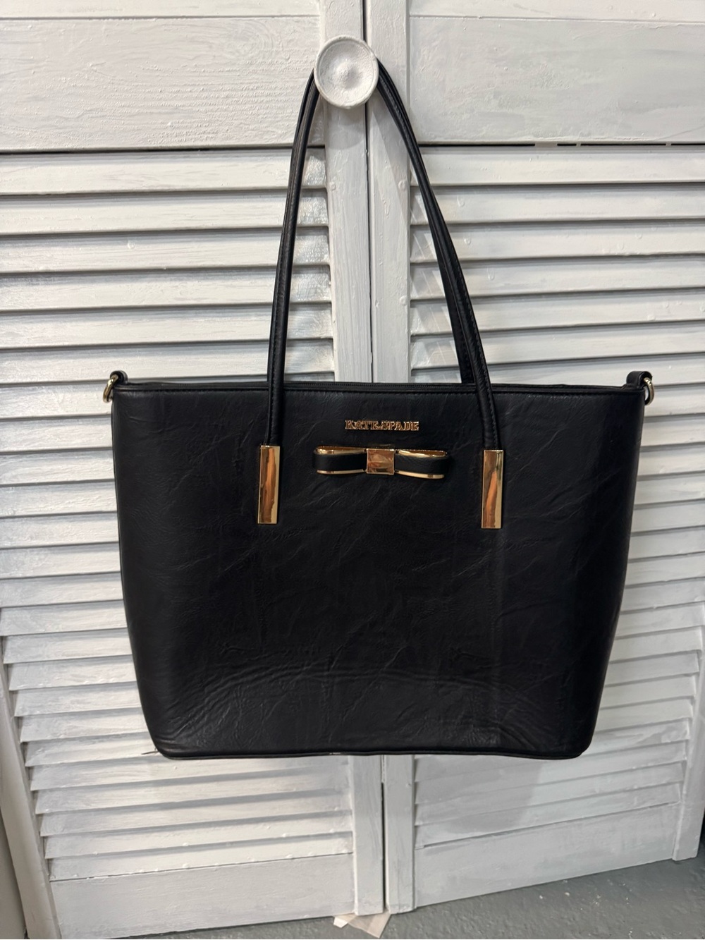 Black Bow Accent Tote Bag
